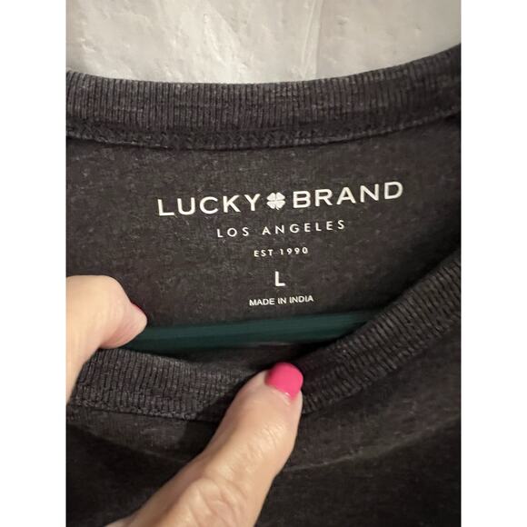 Lucky Brand Gray Men’s Raglan Long Sleeve Thermal Graphic Tee Sz L NWT - Picture 4 of 11